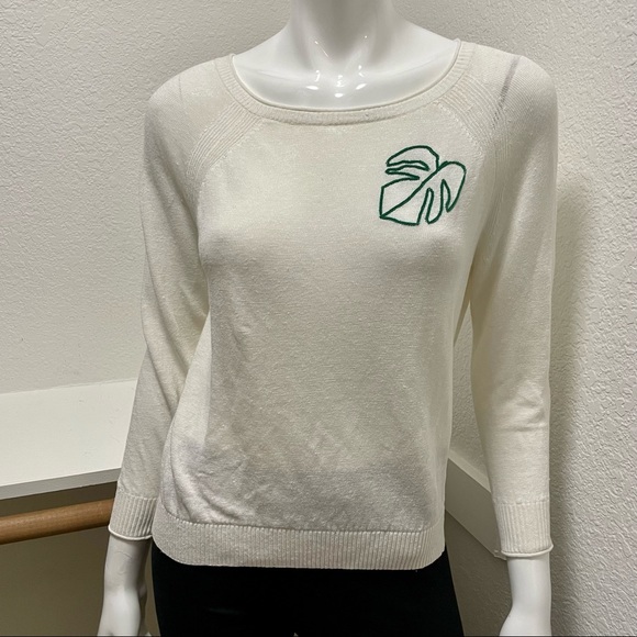 J.Crew lightweight linen blend palm sweater Sz XS - Picture 2 of 6